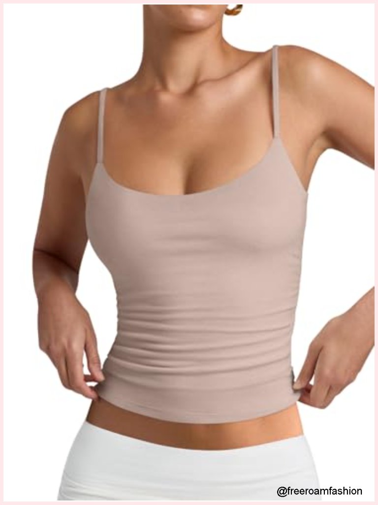 Double Lined Scoop Neck Tank Top Adjustable Cami Summer Sleeveless